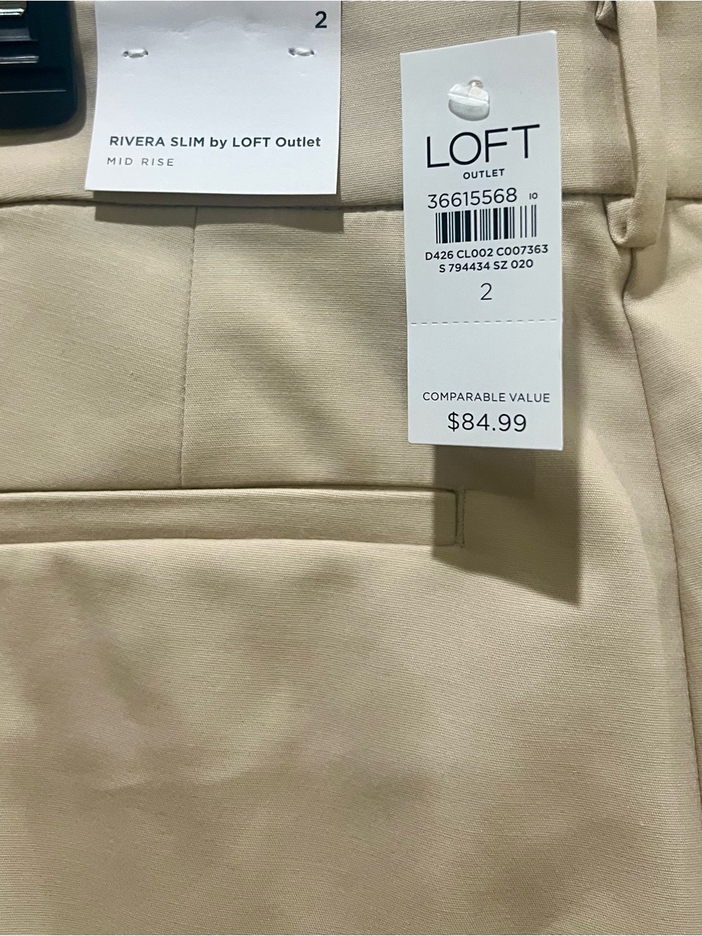 LOFT Rivera Slim Mid Rise Pants in Beige
